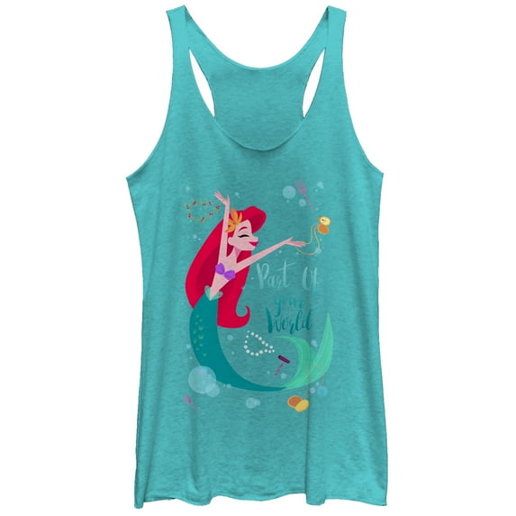 Women's The Little Mermaid Ariel Part of Your World Dance Racerback Tank Top Tahiti Blue Medium