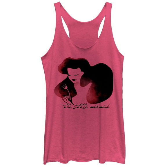 Women's The Little Mermaid Ariel Watercolor Fork Print  Racerback Tank Top Pink Heather Medium