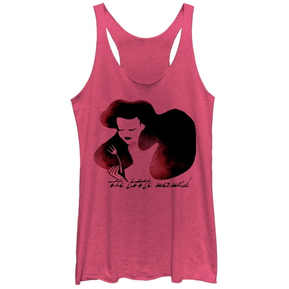 Women's The Little Mermaid Ariel Watercolor Fork Print  Racerback Tank Top Pink Heather X Small