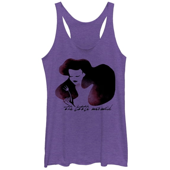 Women's The Little Mermaid Ariel Watercolor Fork Print Racerback Tank Top Purple Heather 2X Large