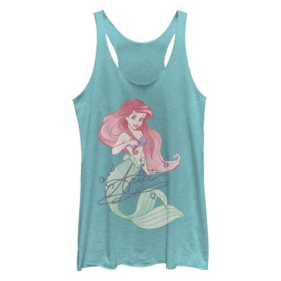 Women's The Little Mermaid Ariel Watercolor Signature  Racerback Tank Top