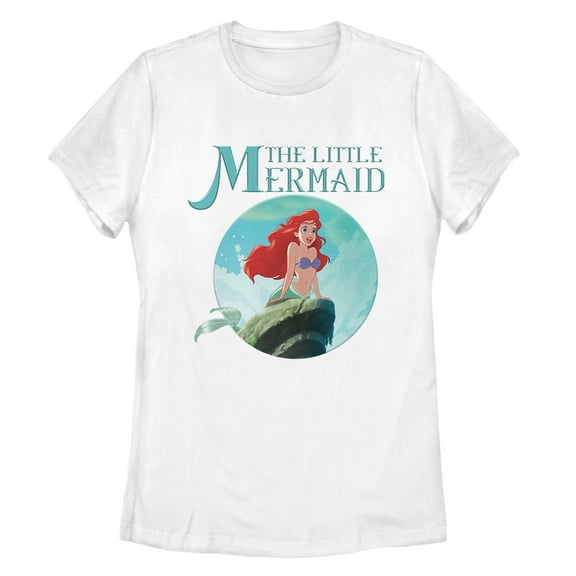 Women's The Little Mermaid Ariel Wave  Graphic Tee White Small