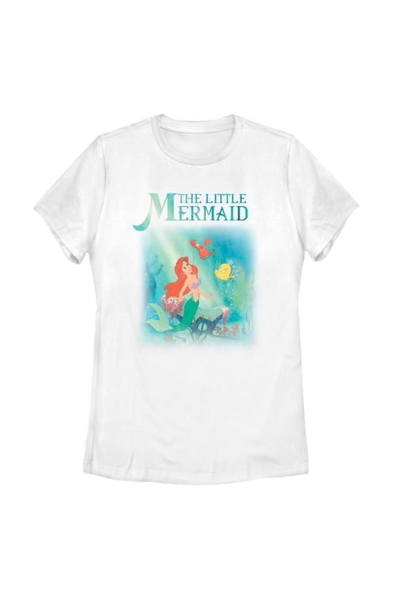 Women's The Little Mermaid Ariel and Friends Graphic Tee White 2X Large