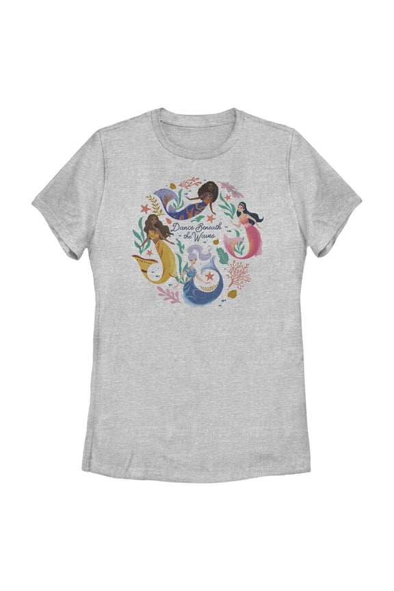 Women's The Little Mermaid Dance Beneath the Waves Graphic Tee Athletic Heather 2X Large
