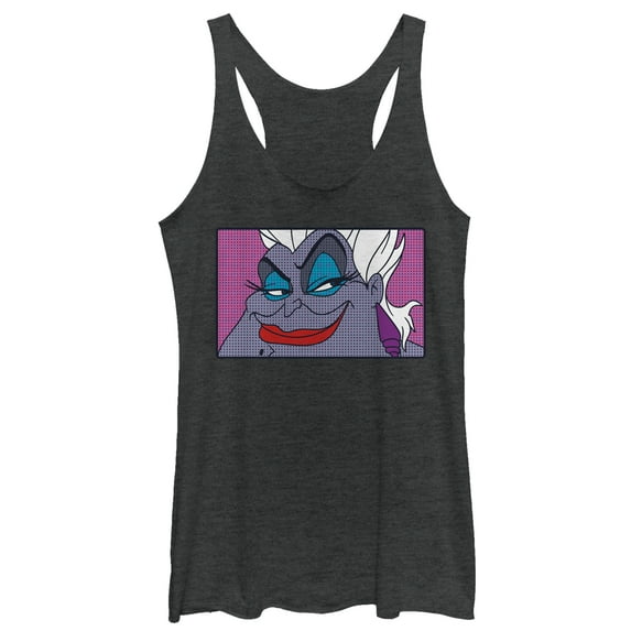 Women's The Little Mermaid Ursula Close Up Racerback Tank Top Black Heather X Large