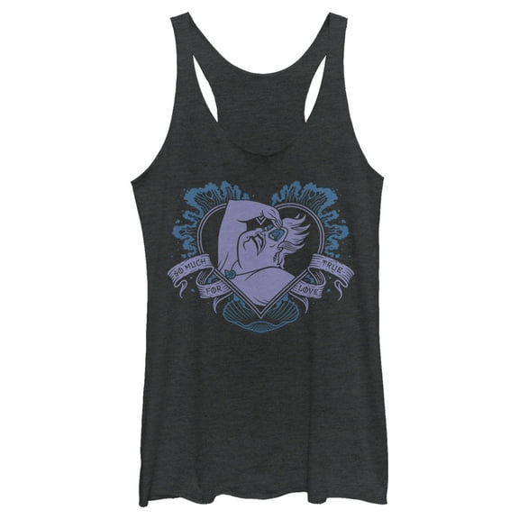 Women's The Little Mermaid Ursula So Much For True Love Heart  Racerback Tank Top Black Heather Small