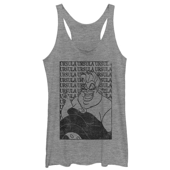 Women's The Little Mermaid Ursula Text  Racerback Tank Top Gray Heather Medium