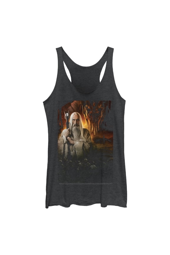 Women's The Lord of the Rings Fellowship of the Ring Evil Saruman Racerback Tank Top Black Heather X Small