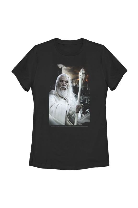 Women's The Lord of the Rings Fellowship of the Ring Gandalf Portrait Graphic Tee Black Small