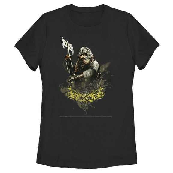 Women's The Lord of the Rings Fellowship of the Ring Gimli Paint Splatter  Graphic Tee Black Medium