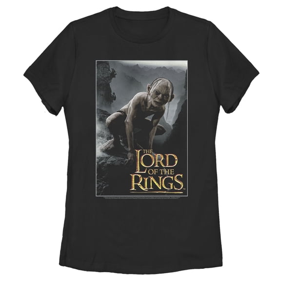 Women's The Lord of the Rings Fellowship of the Ring Gollum Movie Poster Graphic Tee Black Small