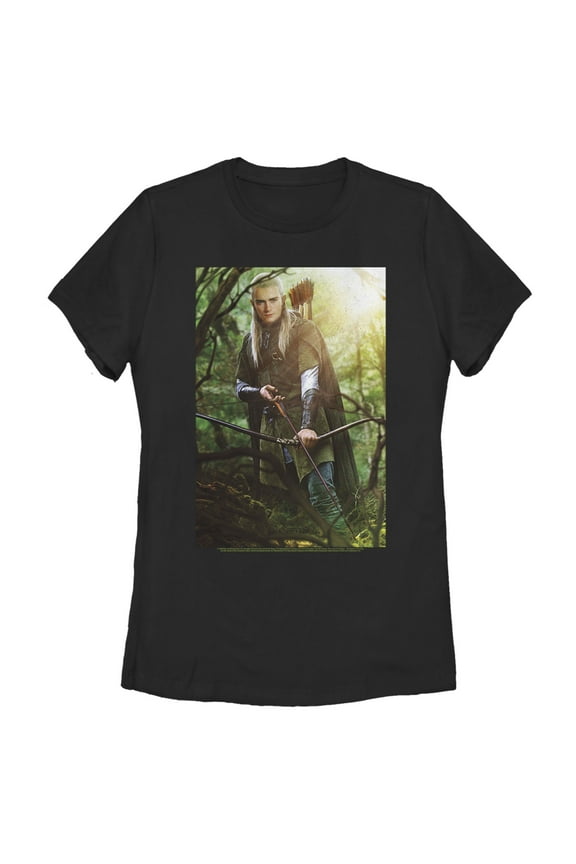 Women's The Lord of the Rings Fellowship of the Ring Legolas Scene Graphic Tee Black 2X Large