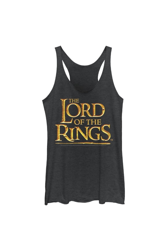 Women's The Lord of the Rings Fellowship of the Ring Movie Logo  Racerback Tank Top Black Heather Small