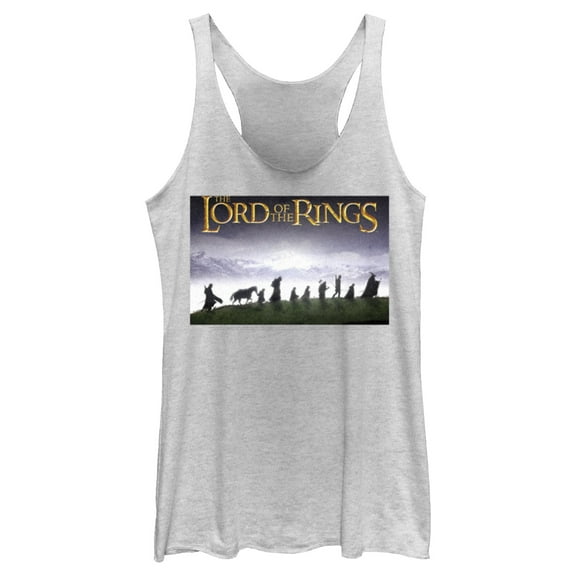 Women's The Lord of the Rings Fellowship of the Ring Movie Poster  Racerback Tank Top White Heather Large
