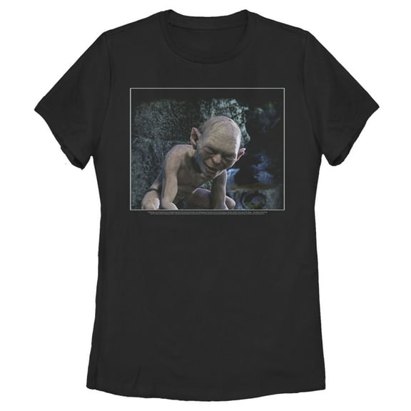 Women's The Lord of the Rings Fellowship of the Ring Smiling Gollum  Graphic Tee Black Small