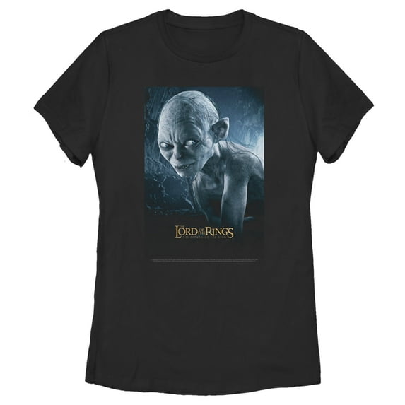 Women's The Lord of the Rings Return of the King Gollum Movie Poster Graphic Tee Black X Large