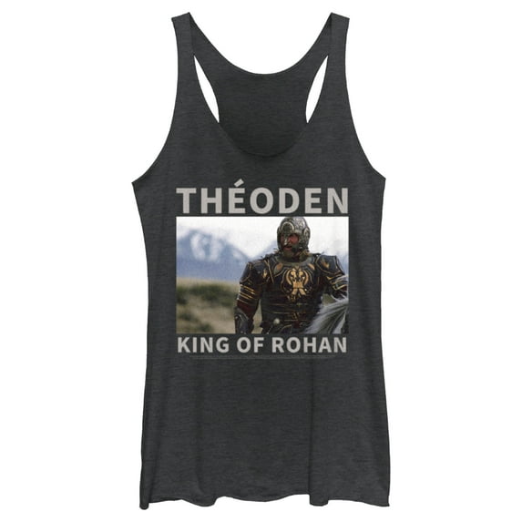Women's The Lord of the Rings Return of the King Theoden King of Rohan Racerback Tank Top Black Heather Large