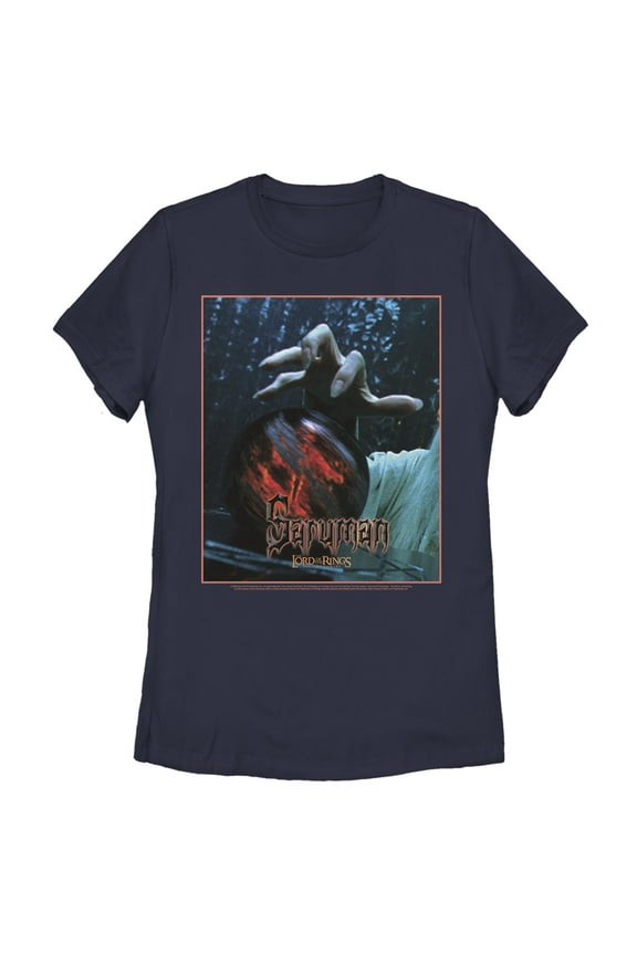 Women's The Lord of the Rings Two Towers Saruman Wicked Hand  Graphic Tee Navy Blue X Large