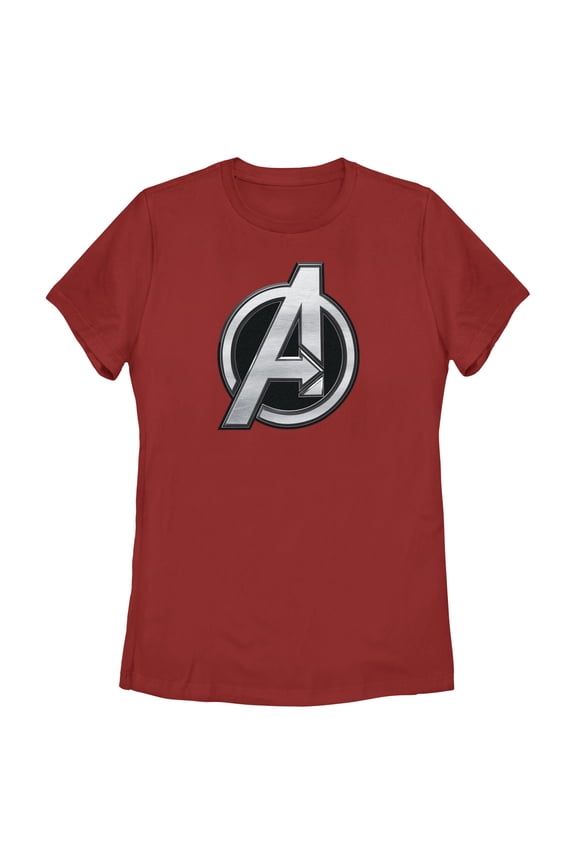 Women's The Marvels Silver Avengers Logo Graphic Tee Red Large