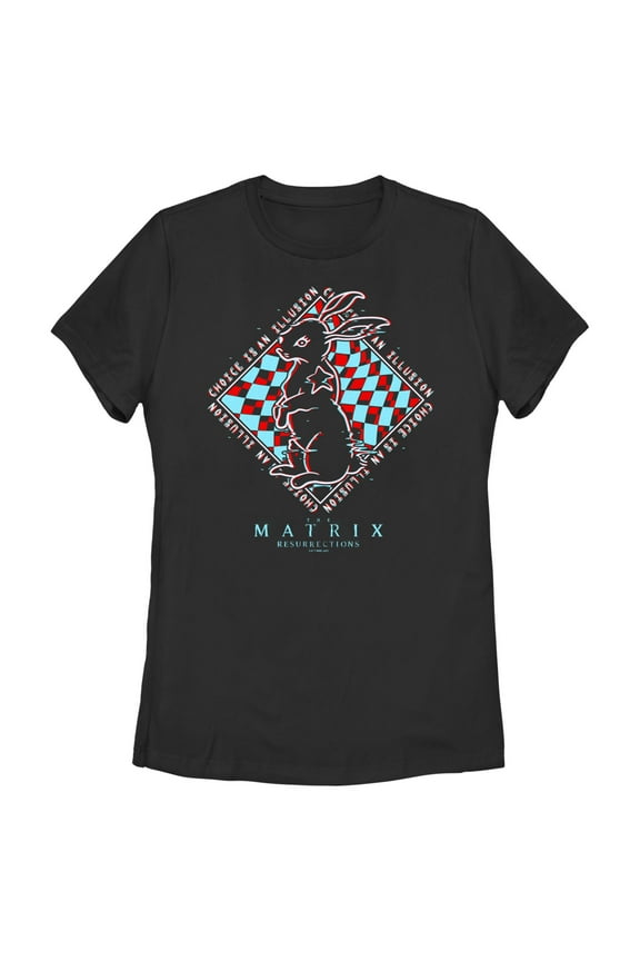 Women's The Matrix Resurrections Glitch Rabbit Graphic Tee Black Medium