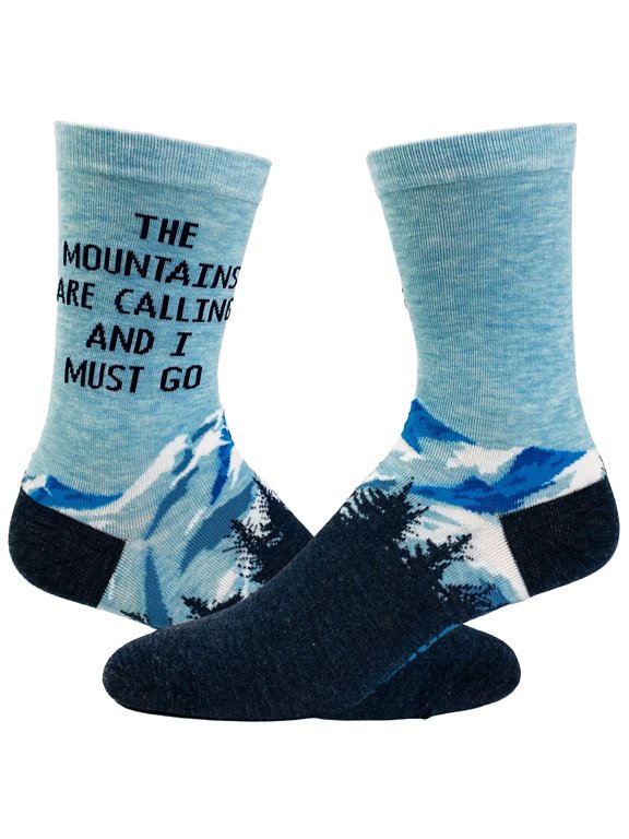 Women's The Mountains Are Calling and I Must Go Socks Funny Outdoor Camping Adventure Hiking Footwear