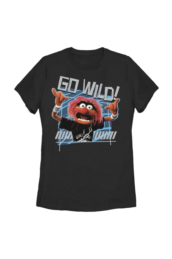 Women's The Muppets Animal Go Wild Graphic Tee Black Medium