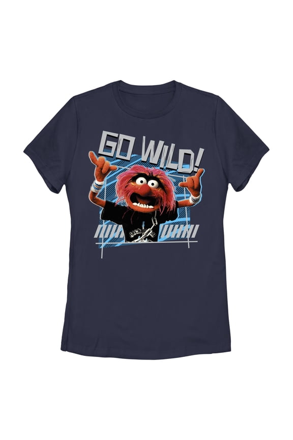 Women's The Muppets Animal Go Wild Graphic Tee Navy Blue Small