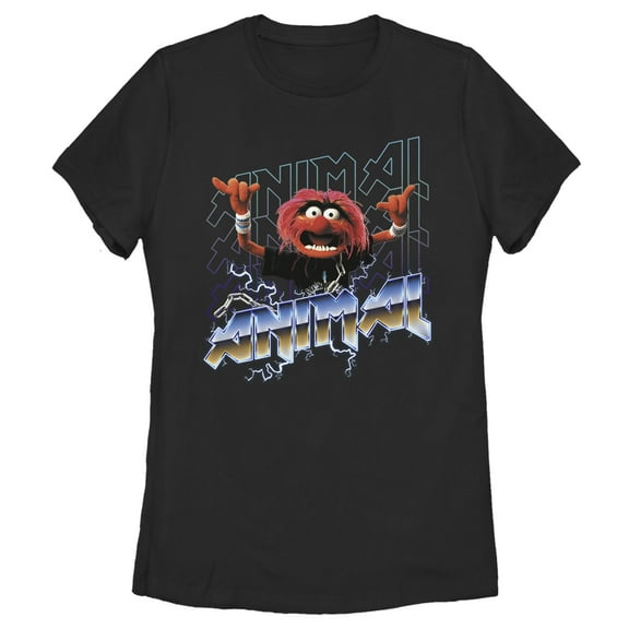 Women's The Muppets Animal Metal  Graphic Tee Black Large