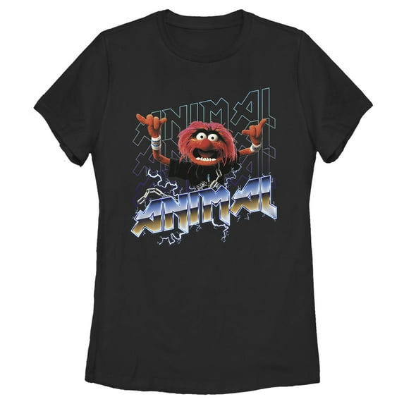 Women's The Muppets Animal Metal Graphic Tee Black Large