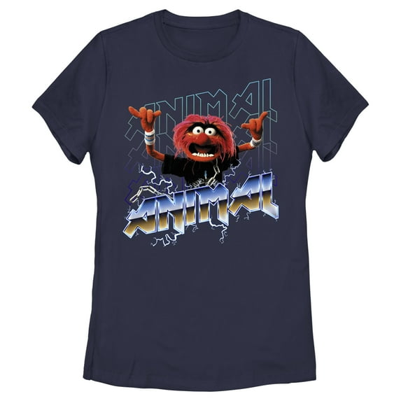 Women's The Muppets Animal Metal Graphic Tee Navy Blue Large