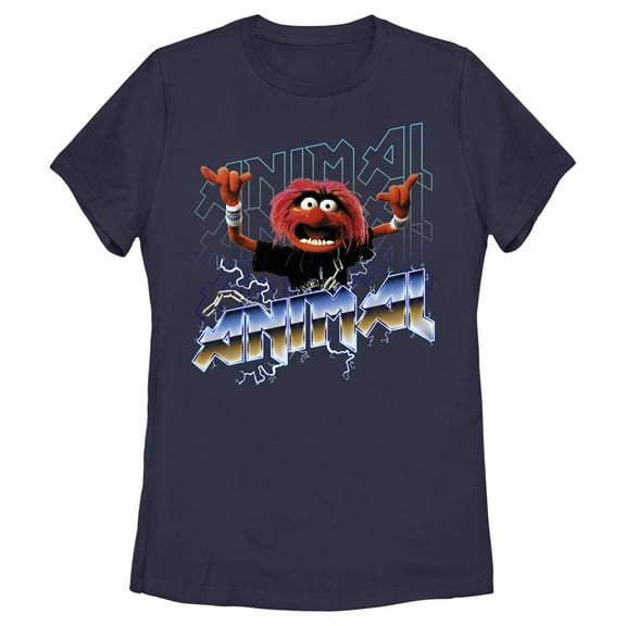 Women's The Muppets Animal Metal Graphic Tee Navy Blue Small