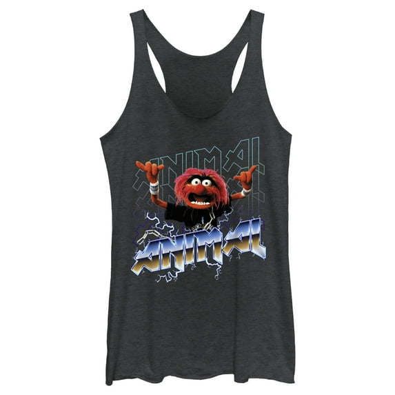 Women's The Muppets Animal Metal Racerback Tank Top Black Heather X Small