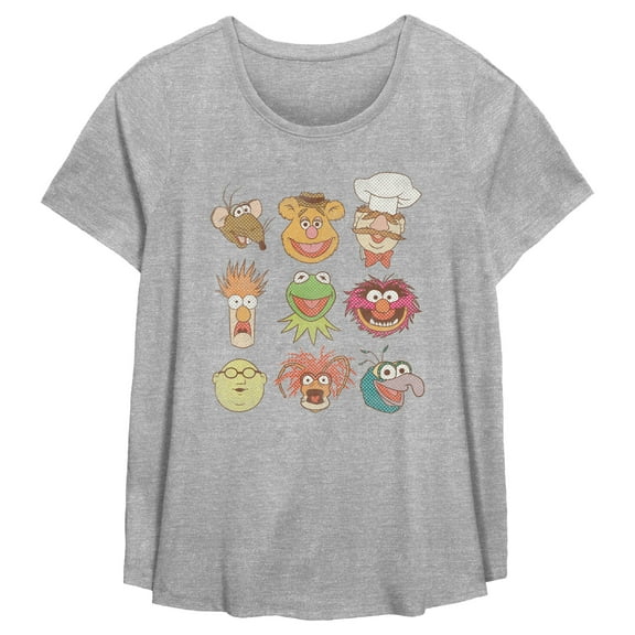 Women's The Muppets Halftone Faces Distressed  Graphic T-Shirt