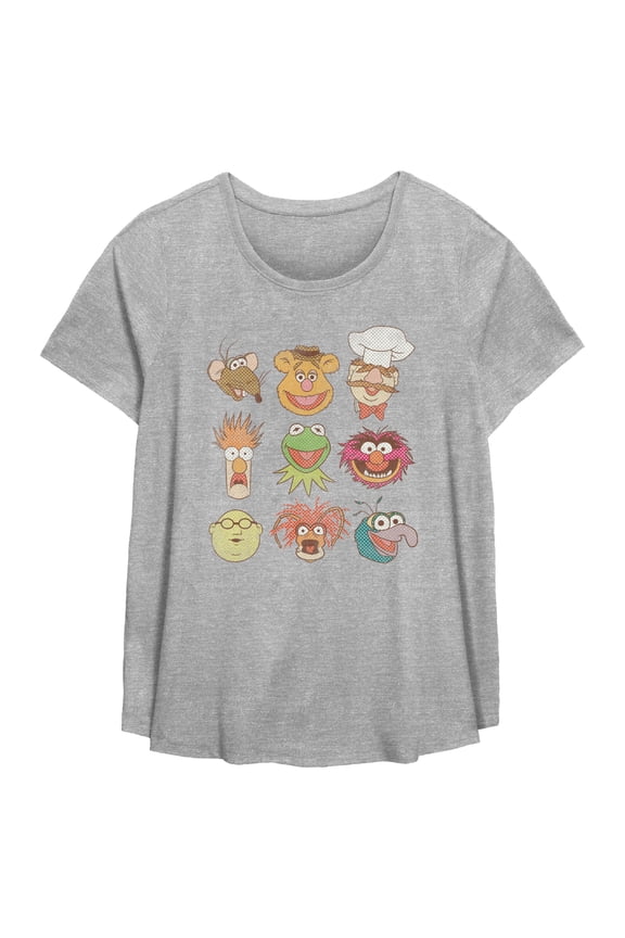 Women's The Muppets Halftone Faces Distressed  Graphic T-Shirt
