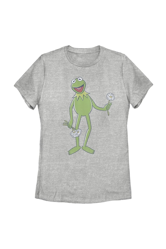 Women's The Muppets Kermit Flower Bouquet Graphic Tee Athletic Heather 2X Large