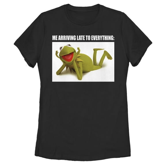 Women's The Muppets Kermit Meme Graphic Tee Black 2X Large