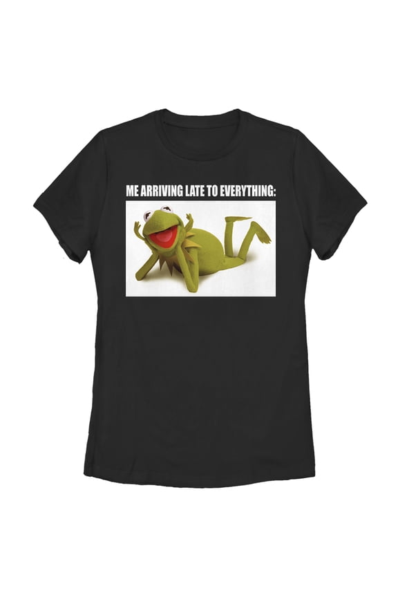 Women's The Muppets Kermit Meme  Graphic Tee Black Medium