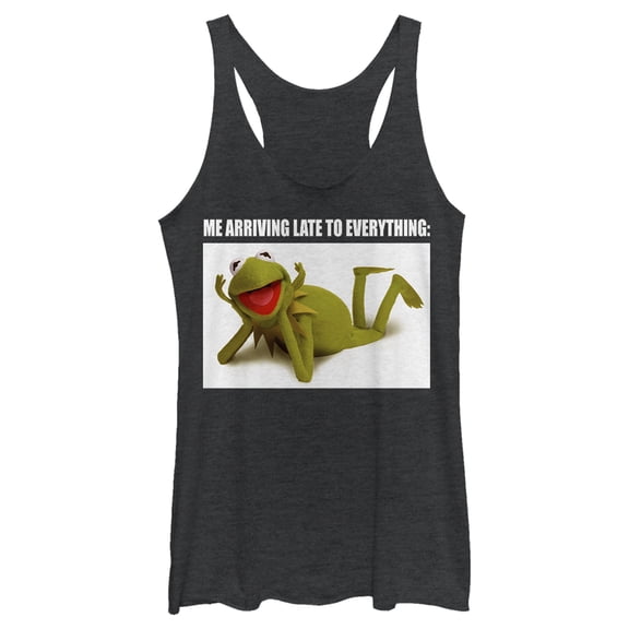 Women's The Muppets Kermit Meme Racerback Tank Top Black Heather Large