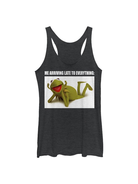 Women's The Muppets Kermit Meme Racerback Tank Top Black Heather X Large