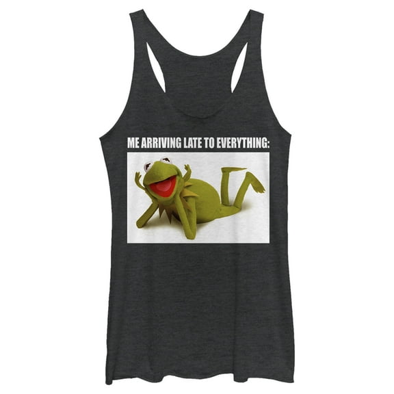 Women's The Muppets Kermit Meme  Racerback Tank Top Black Heather X Small