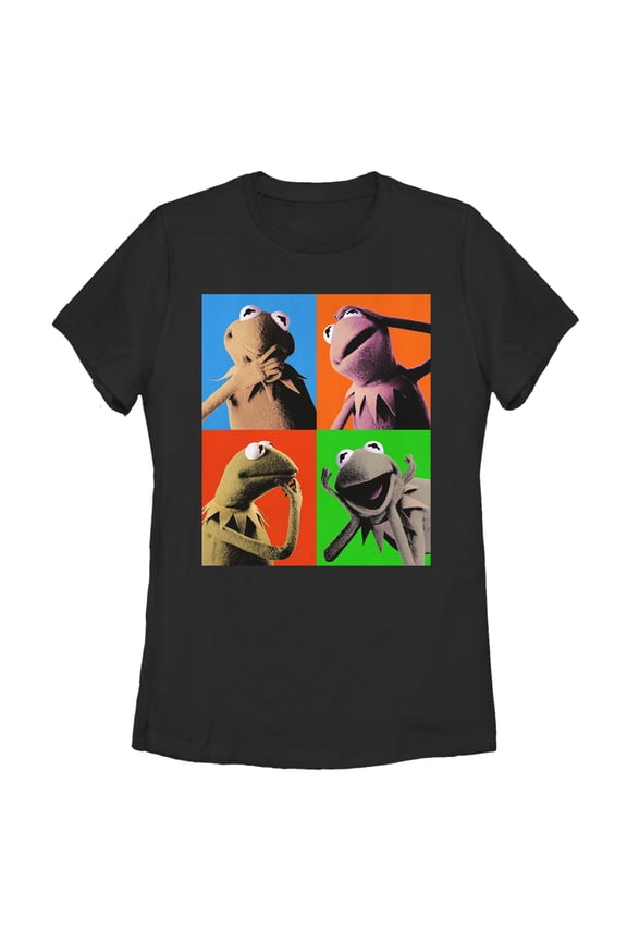 Women's The Muppets Kermit Pop Art Graphic Tee Black X Large
