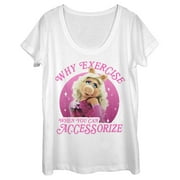 Women's The Muppets Miss Piggy Accessorize Scoop Neck White Large