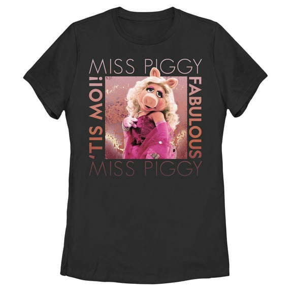 Women's The Muppets Miss Piggy Fabulous Graphic Tee Black Medium
