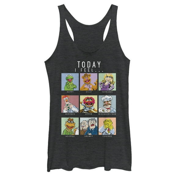 Women's The Muppets Mood Chart  Racerback Tank Top Black Heather Medium