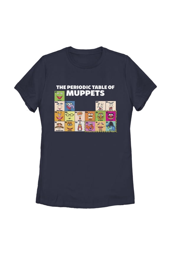 Women's The Muppets Periodic Table Graphic Tee Navy Blue Small