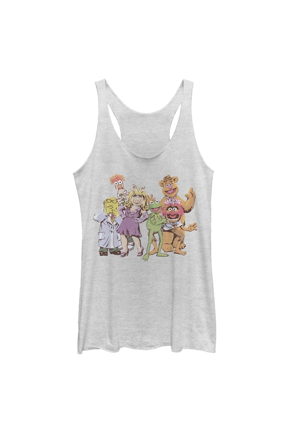 Women's The Muppets The Gang Racerback Tank Top White Heather Small
