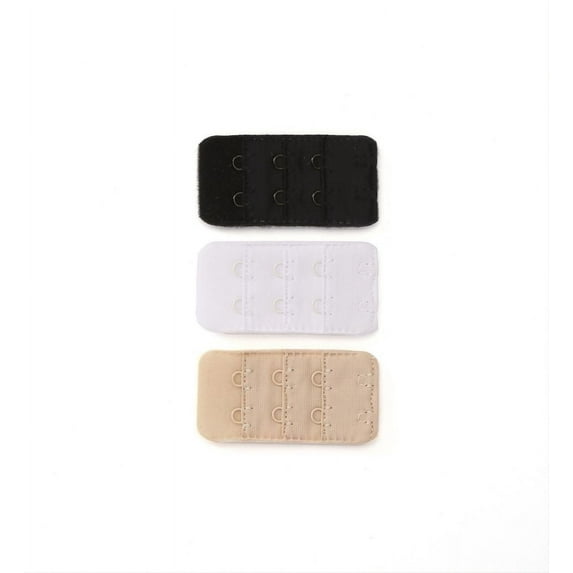 Women's The Natural 4085M 2-Hook Bra Extenders - 3 Pack (White/Nude/Black O/S)