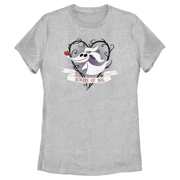 Women's The Nightmare Before Christmas Beware of Dog Zero  Graphic Tee Black Large