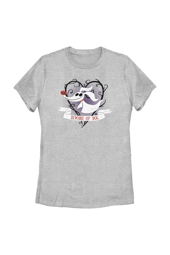 Women's The Nightmare Before Christmas Beware of Dog Zero Graphic Tee Black Small