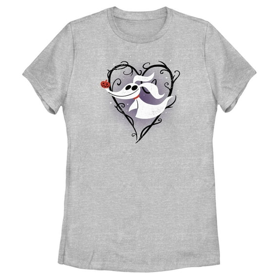 Women's The Nightmare Before Christmas Distressed Heart Zero Graphic Tee Black 2X Large